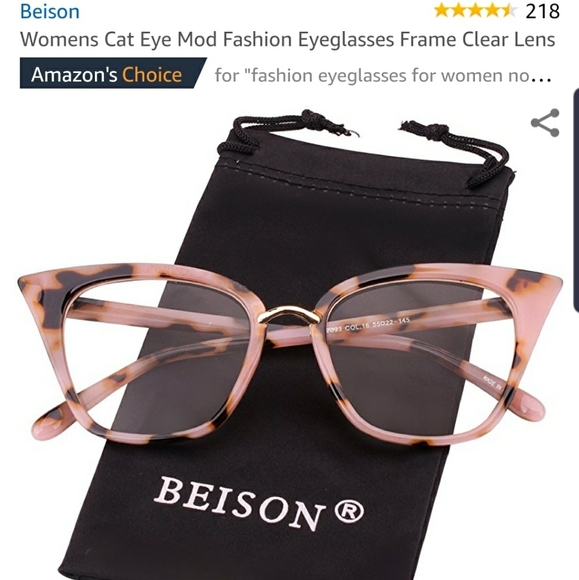 beison Accessories - Beison Pink Leopard Fashion Cat Eye Glasses